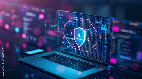 Obraz na płótnie Exploring cybersecurity with AI-driven protection against malware and data breaches w salonie