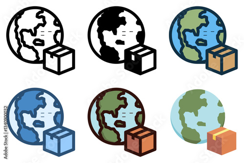 global shipping package icon vector illustration