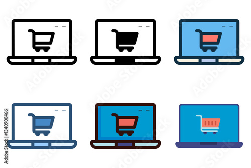 online shopping on laptop icon vector illustration