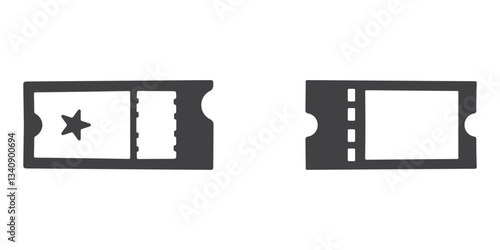 Event Ticket Icons Silhouette Vector Illustration