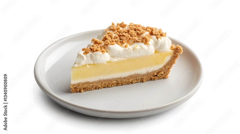 A slice of key lime pie with a graham cracker crust A slice of key lime pie with a graham cracker crust