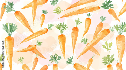 Watercolor carrot with green leaves on white background vector
