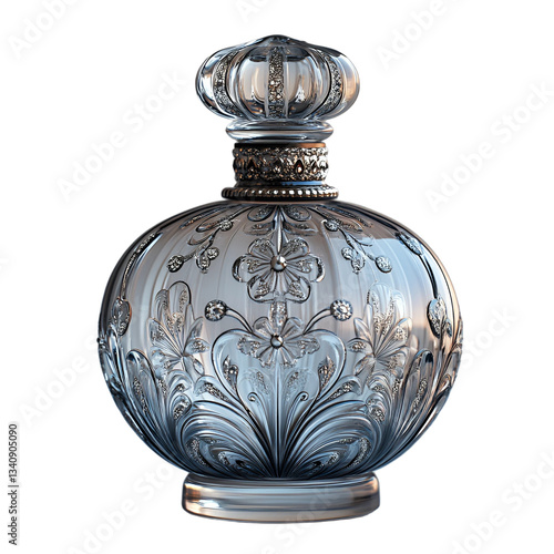Elegant Ornate Glass Perfume Bottle Vintage Style Crystal Floral Design Luxury Fragrance