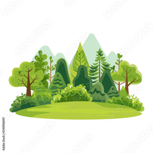 Green trees illustration landscape vector