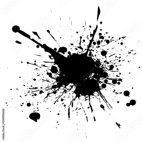 Simple real ink splatter stencil black art vector
