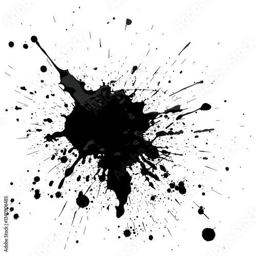 Simple real ink splatter black art silhouette vector