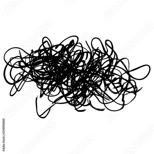 Abstract chaotic black scribbles art vector