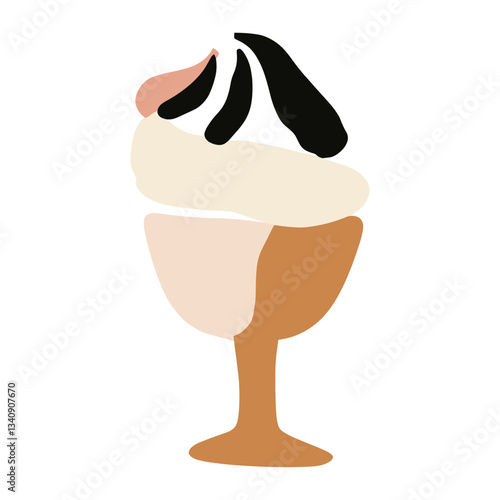 Sundae icecream illustration dessert minimalist vector