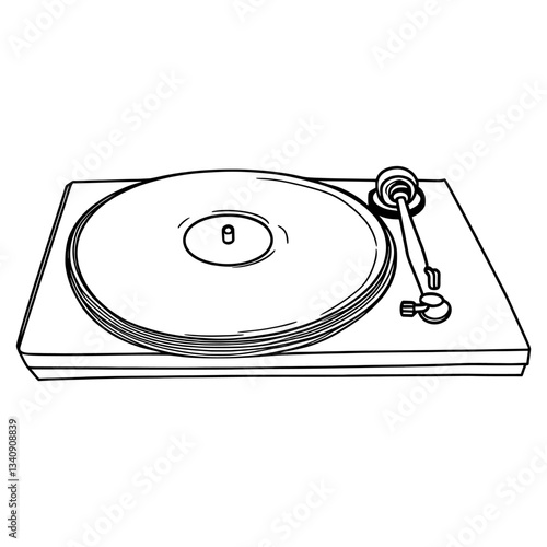 Vinyl record drawing white art vector