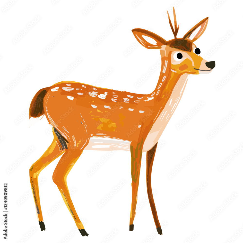 Fototapeta premium Cute deer illustration whimsical wildlife animal vector