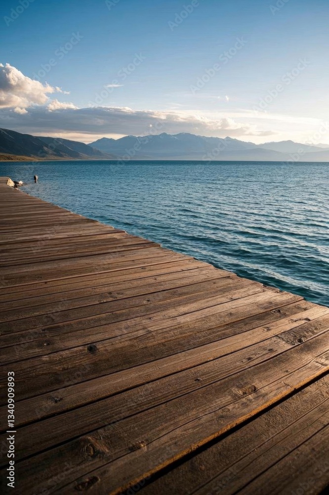 Fototapeta premium there is a wooden dock that is next to the water