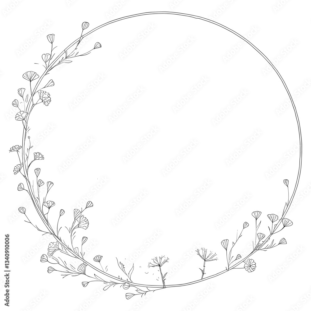 Botanical illustration circle style vector Botanical illustration circle style vector