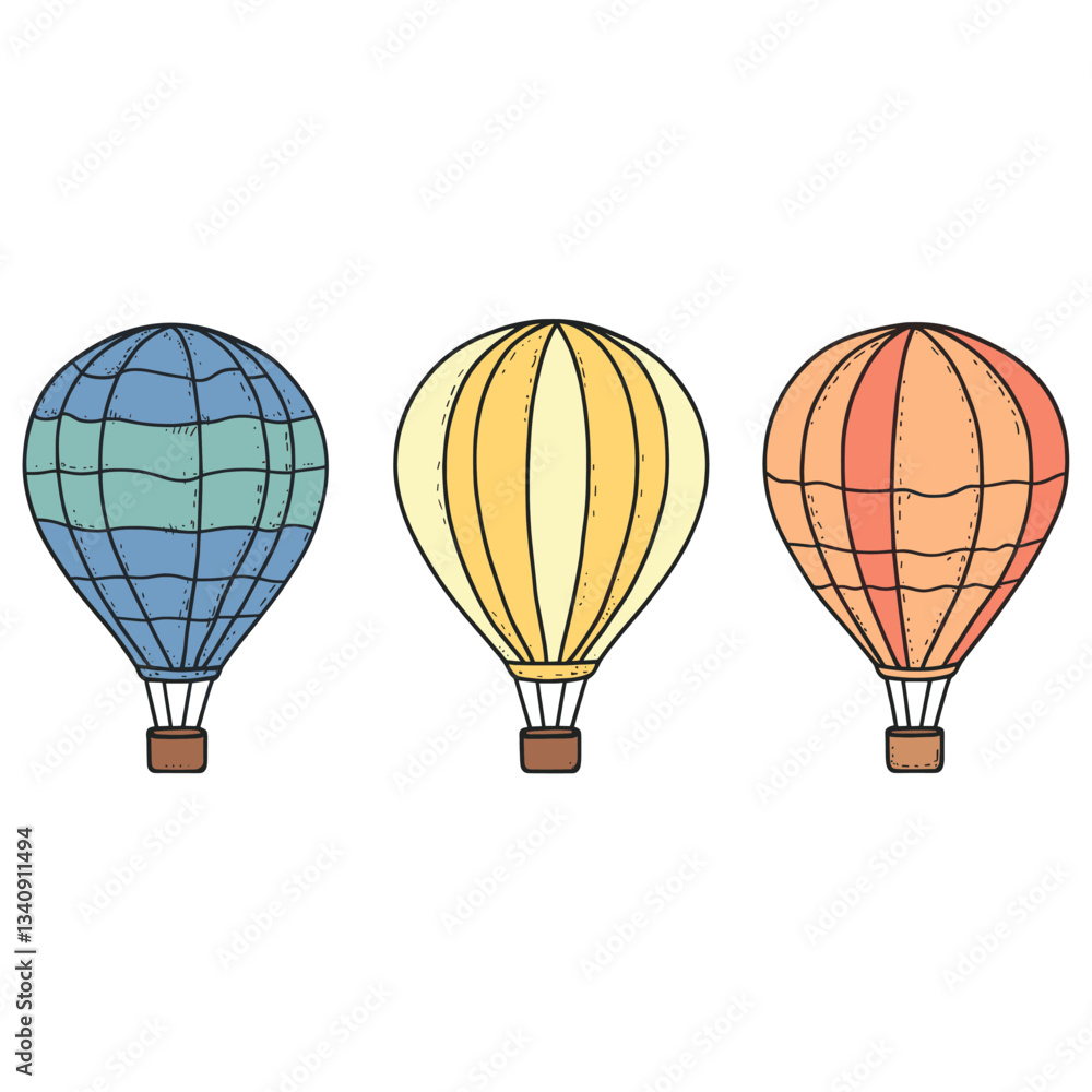Obraz premium Hot air balloons illustration art transportation vector