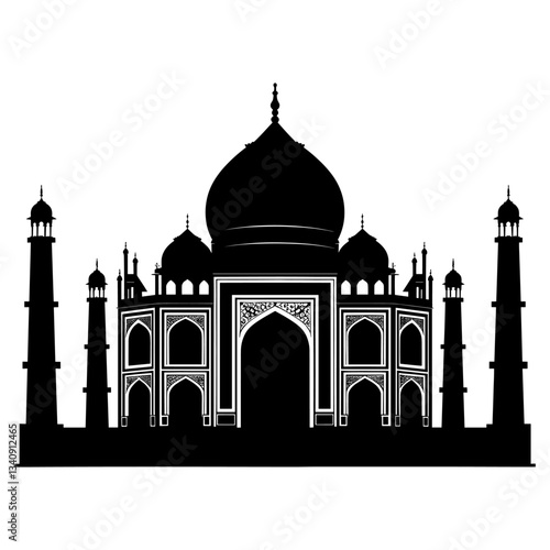 Taj mahal architecture silhouette taj vector
