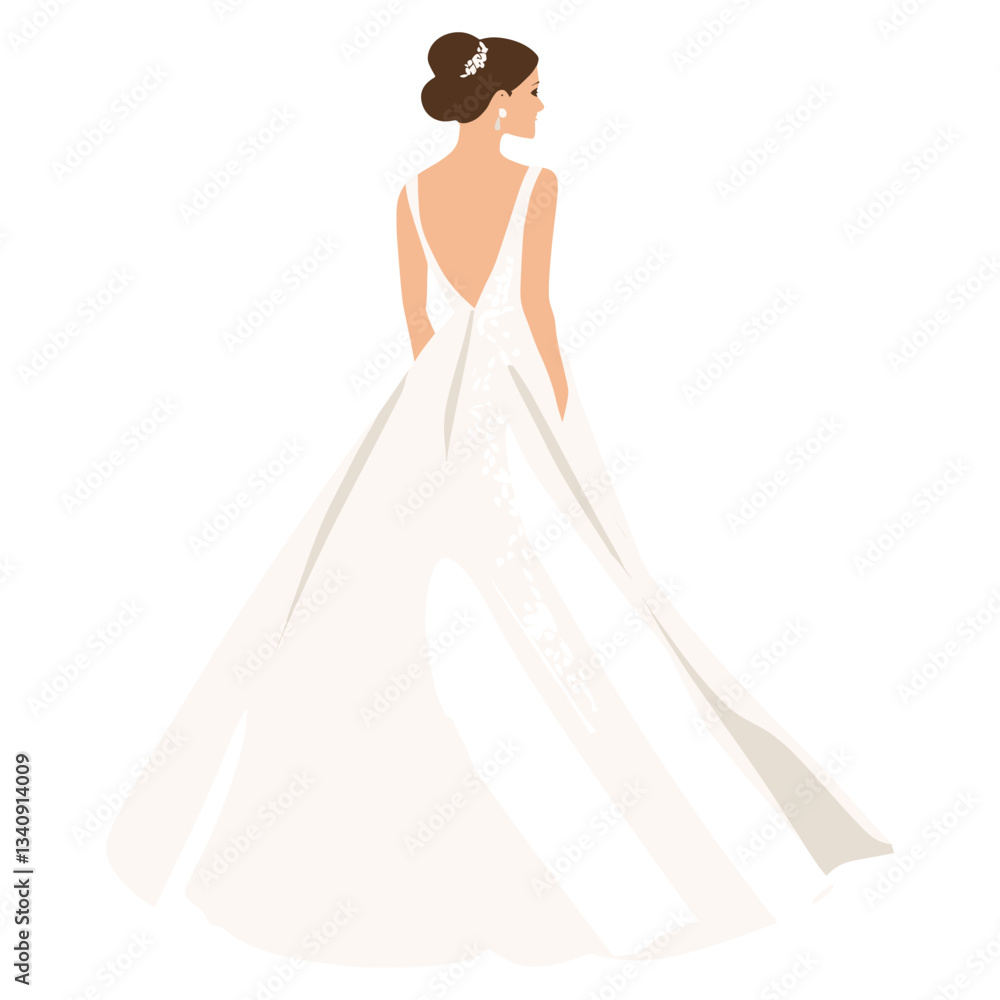 Bride in wedding dress illustration fashion gown vector Bride in wedding dress illustration fashion gown vector