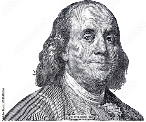 Benjamin Franklin's face from the hundred dollar bill