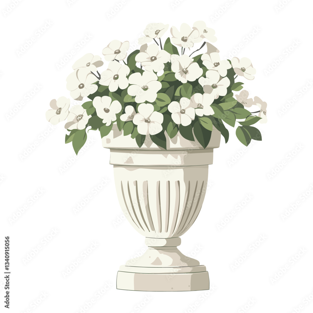 Fototapeta premium High decorative stone pillar flowers art illustration vector