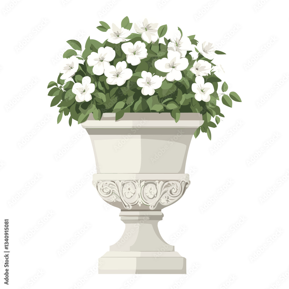 Fototapeta premium High decorative stone pillar flowers illustration ornate vector
