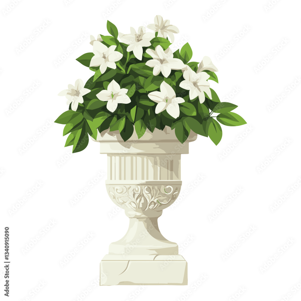 Fototapeta premium High decorative stone pillar flowers illustration ornate vector