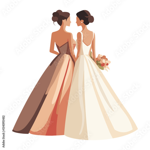 LGBT bride wedding dresses illustration vector