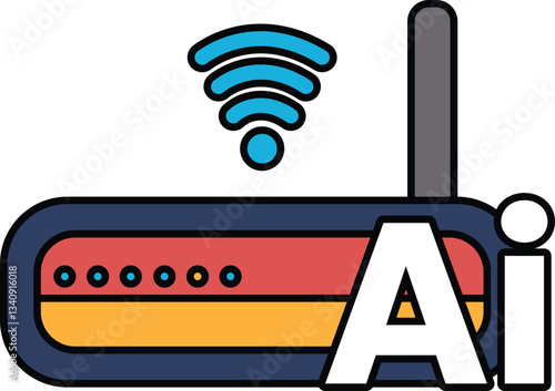 A Wi-Fi router with a blue and white design