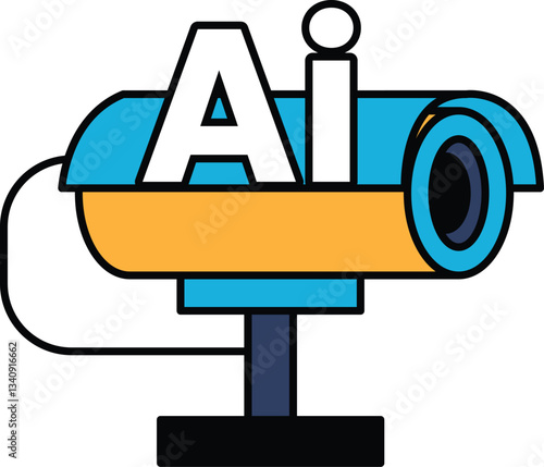 A blue and orange sign with the letters AI on it