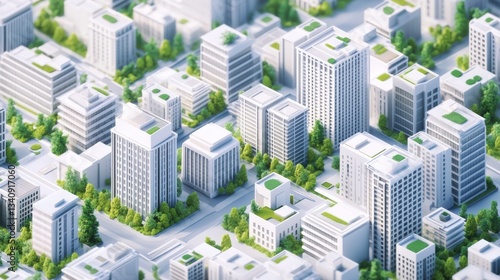 digital 3d isometric illustration of an eco-smart city