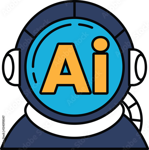 A blue and orange space suit with the letters AI on the helmet