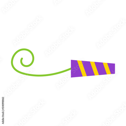 Party blower with curled tongue for April Fool Day. Vector illustration.