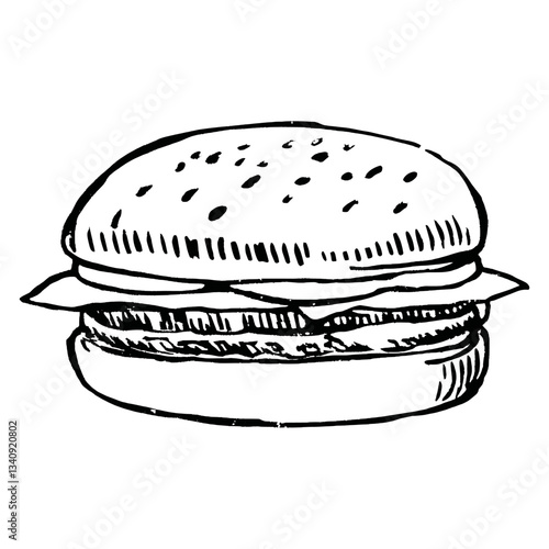 Hamburger sketch white food vector