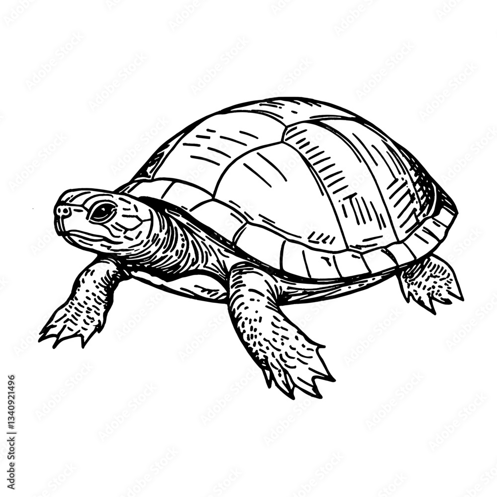 Fototapeta premium Turtle reptile animal sketch vector