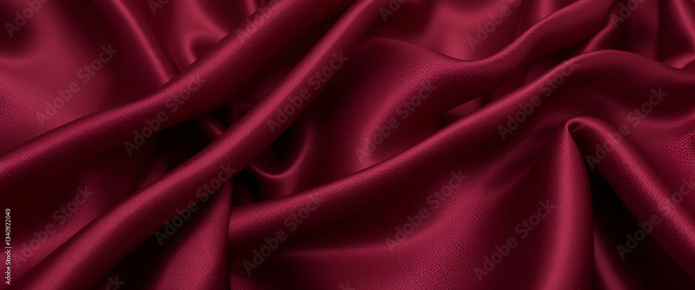 Obraz premium red silk background, Maroon Satin Fabric with Soft Glossy Texture