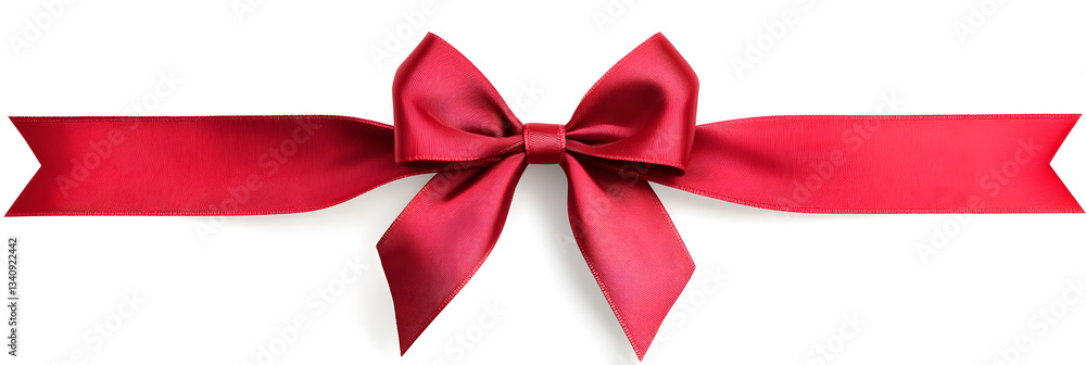 Set of red satin ribbon bows isolated on white background
