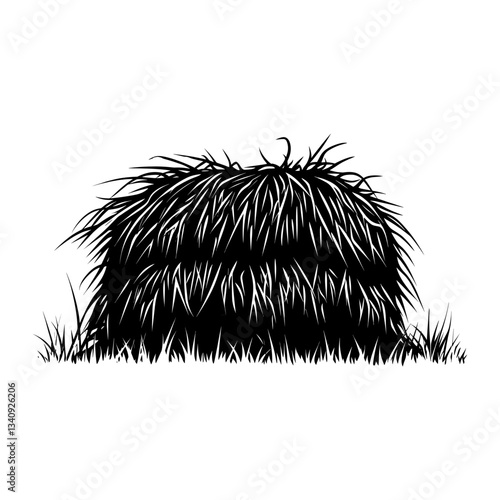 Hay Bales linear illustration design black vector