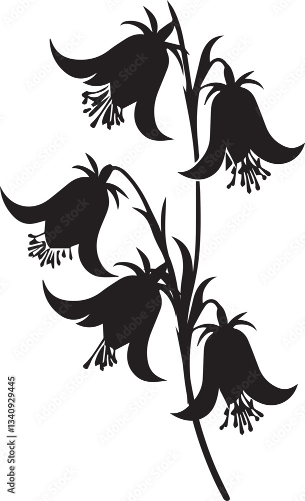 Obraz premium Elegant Bluebell Silhouette Vectors