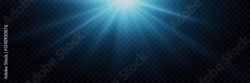 Light effect. Blue flash. Bright blue star, Christmas star. Light effect vector illustration.