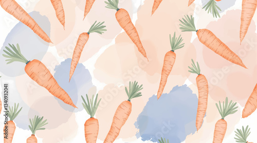 Watercolor carrot with green leaves on white background vector
