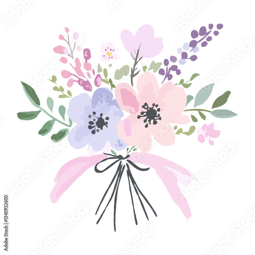 Wedding bouquet illustration flowers art vector