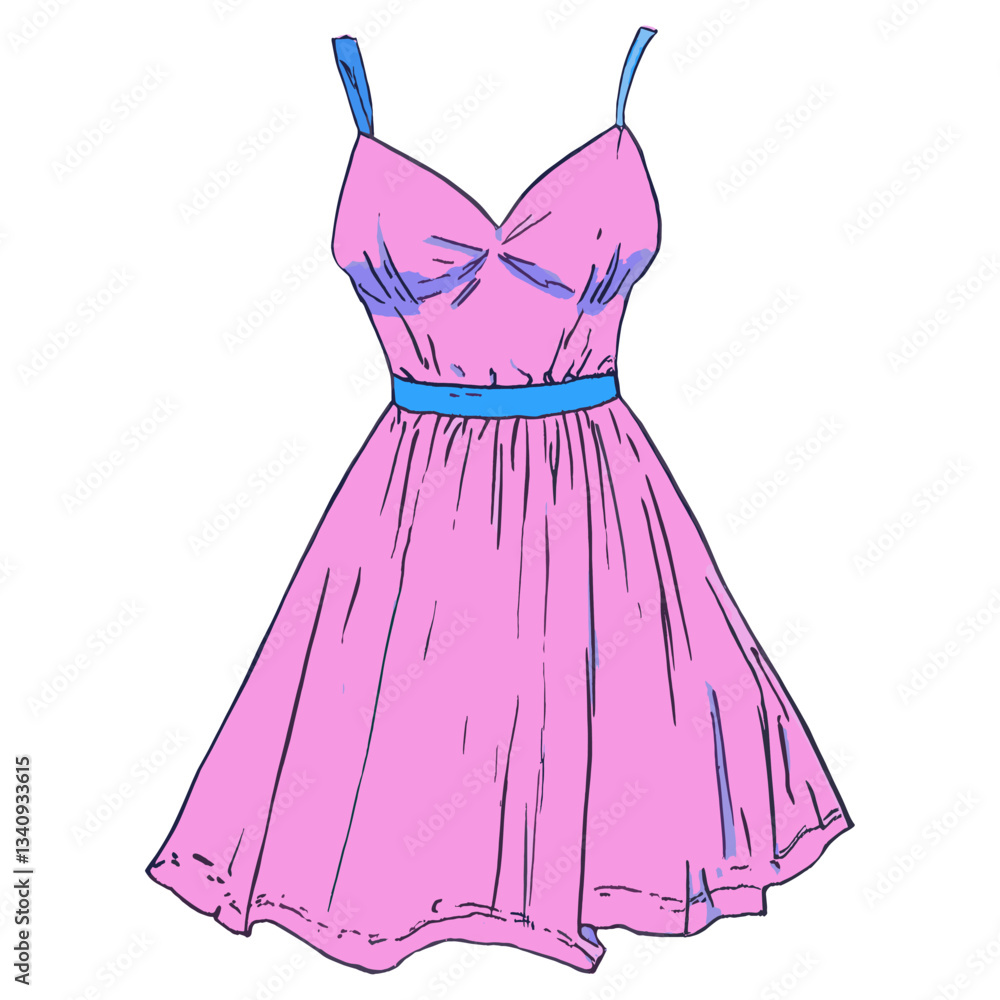 Pink sun dress fashion illustration clothing vector