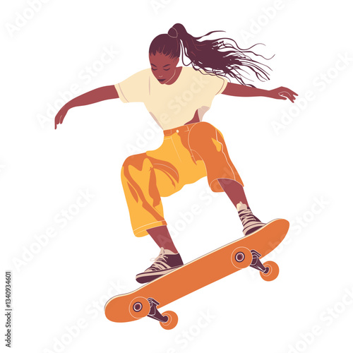 Skateboard illustration woman skateboarding vector