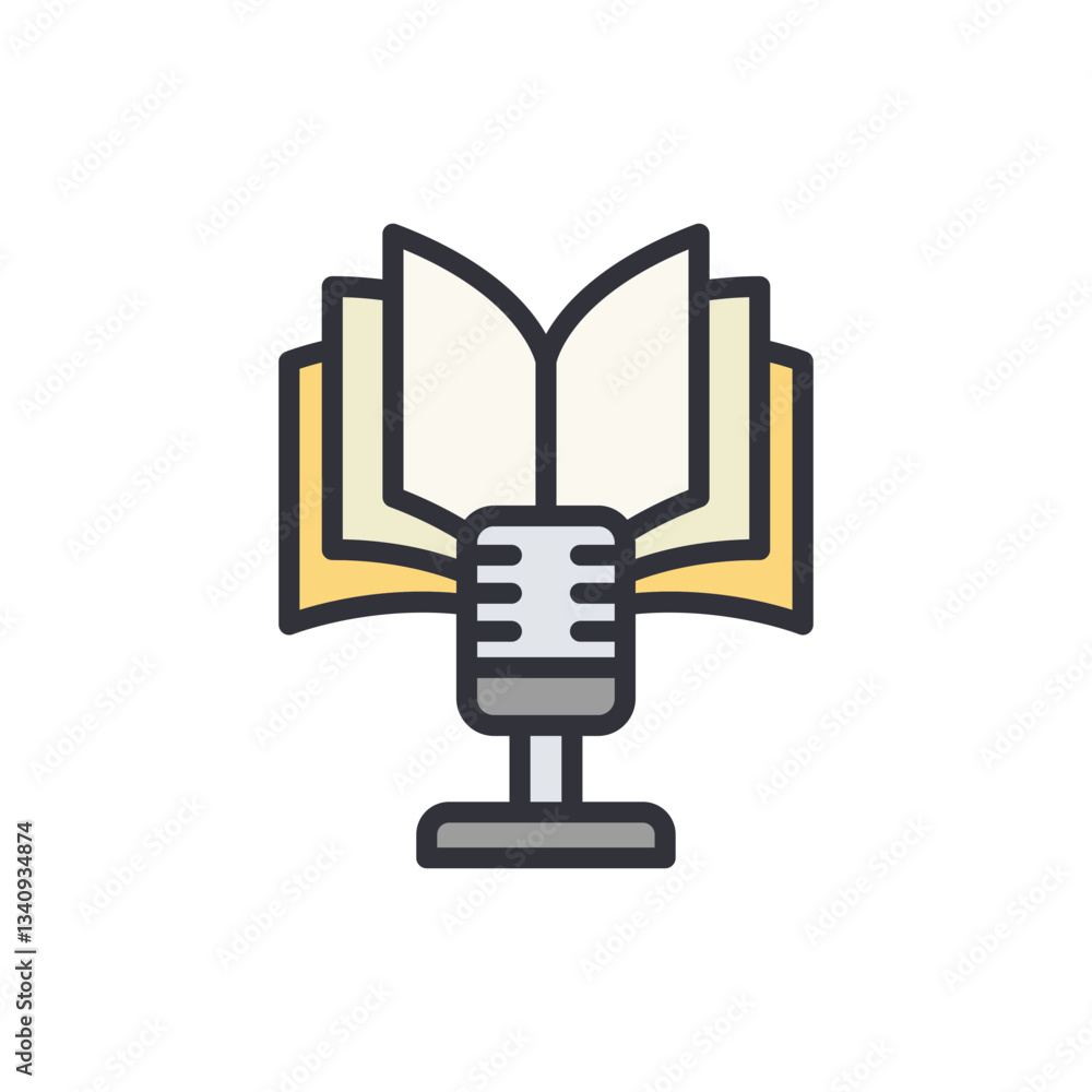 Fototapeta premium Book ASMR colored icons, minimalist vector illustration ,simple transparent graphic element .Isolated on white background