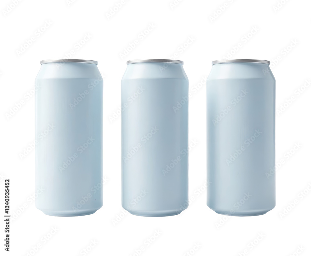 Three Plain Blue Drink Cans with Transparent Background Three Plain Blue Drink Cans with Transparent Background