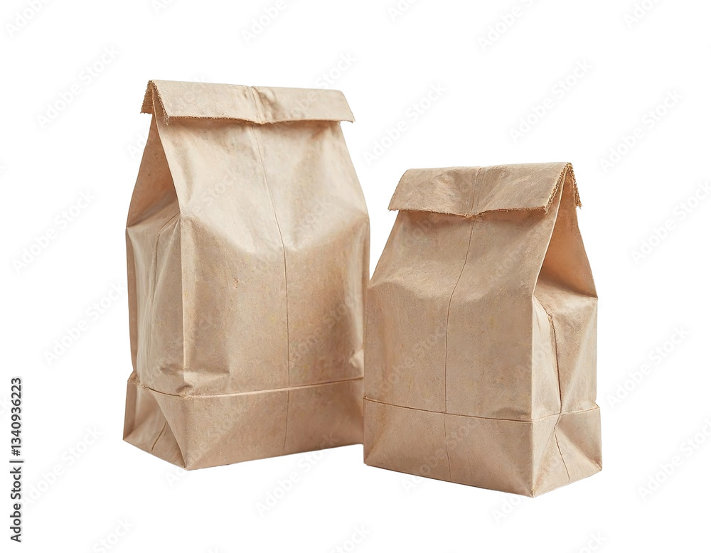 Two Brown Paper Bags with a Transparent Background Two Brown Paper Bags with a Transparent Background