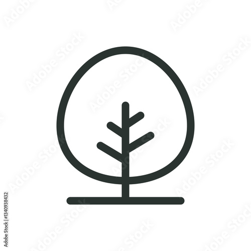 Ornamental tree line icon, decorative trees vector symbol with editable stroke