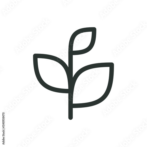 Tree seedling line icon, young tree sprout vector symbol with editable stroke