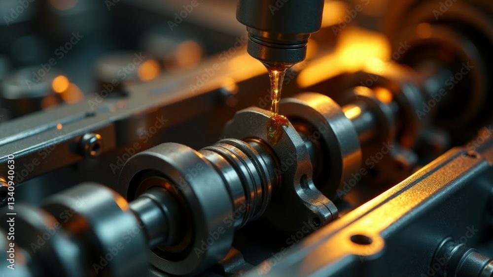Naklejka premium Metalworking Machine Cutting Steel Crankshaft- Close Up