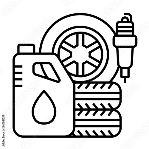 Auto parts line icon on transparent background. Shopping Mall, Garage, Car Engine related vector illustration.