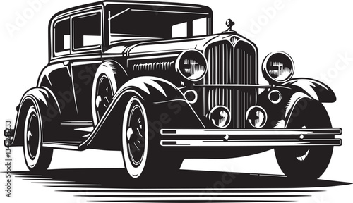 Photos Classic vintage car silhouette vector illustration