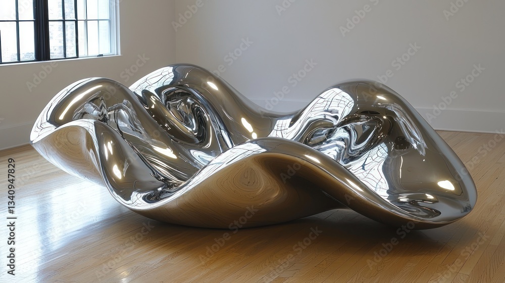 Polished, flowing, metallic sculpture Polished, flowing, metallic sculpture