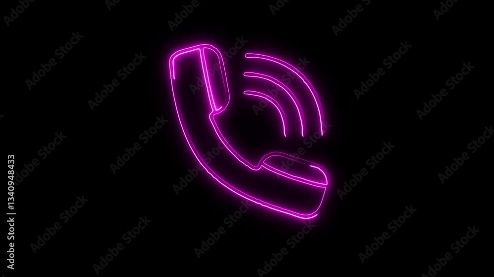 Glowing neon Telephone icon isolated on black background. HD Video motion graphic animation Glowing neon Telephone icon isolated on black background. HD Video motion graphic animation